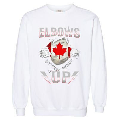 Elbows Up Canada Maple Leaf Strong North Pride Garment-Dyed Sweatshirt