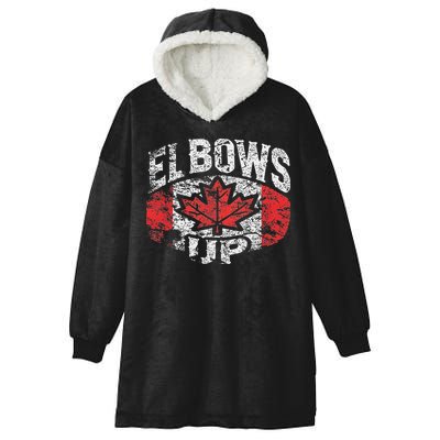Elbows Up Canada Vintage Distressed Canadian Pride Hooded Wearable Blanket