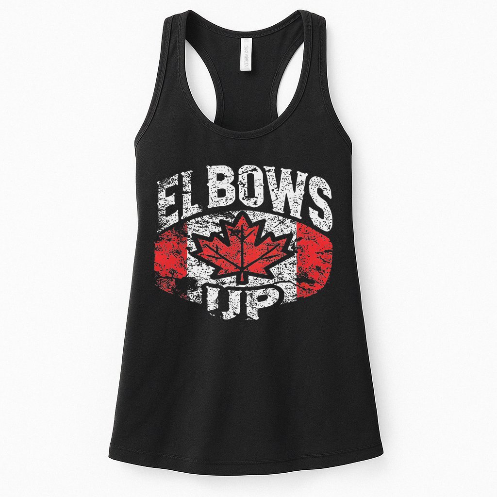 Elbows Up Canada Vintage Distressed Canadian Pride Womens Tank Top