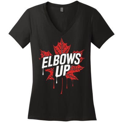 Elbows Up Canada Est 1867 Proud Canadian Strong Canada Women's V-Neck T-Shirt