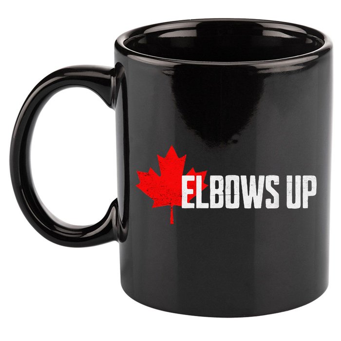Elbows Up Canada True North Strong and Free Proud Canadian 11oz C Handle Ceramic Mug