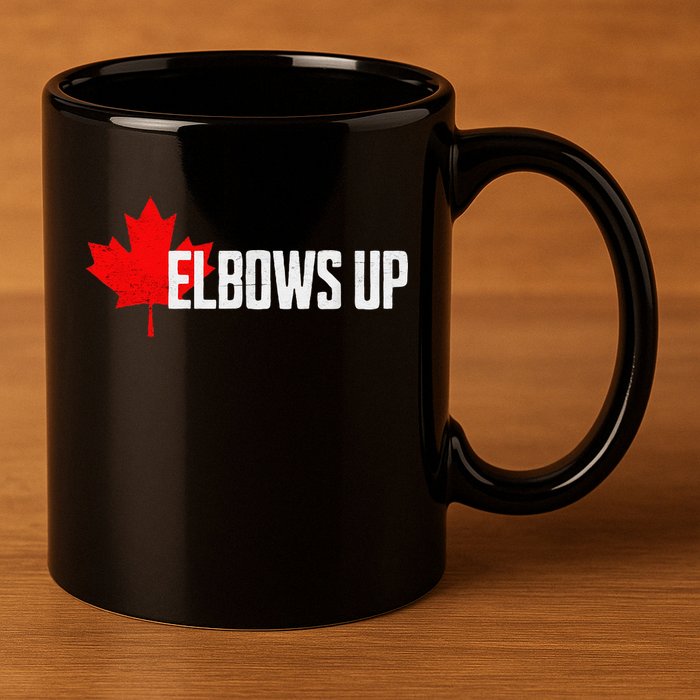 Elbows Up Canada True North Strong and Free Proud Canadian 11oz C Handle Ceramic Mug