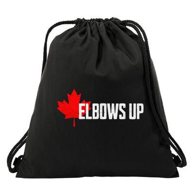 Elbows Up Canada True North Strong and Free Proud Canadian Drawstring Bag