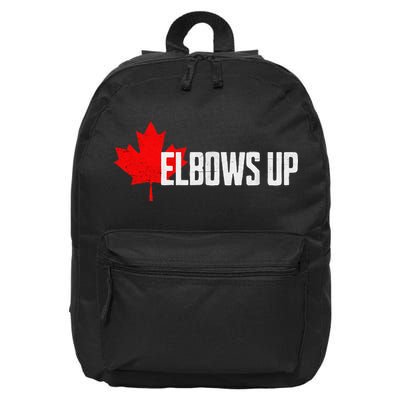 Elbows Up Canada True North Strong and Free Proud Canadian 16 in Basic Backpack