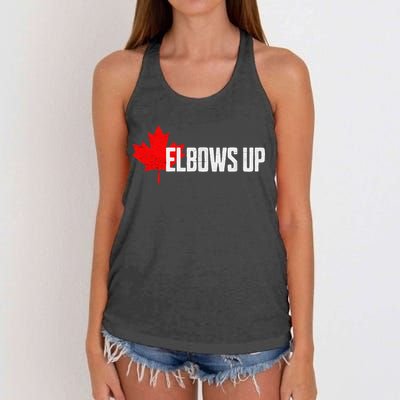 Elbows Up Canada True North Strong and Free Proud Canadian Women's Knotted Racerback Tank