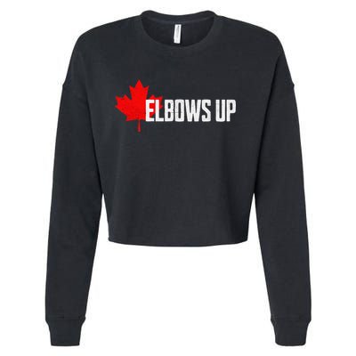 Elbows Up Canada True North Strong and Free Proud Canadian Cropped Pullover Crew