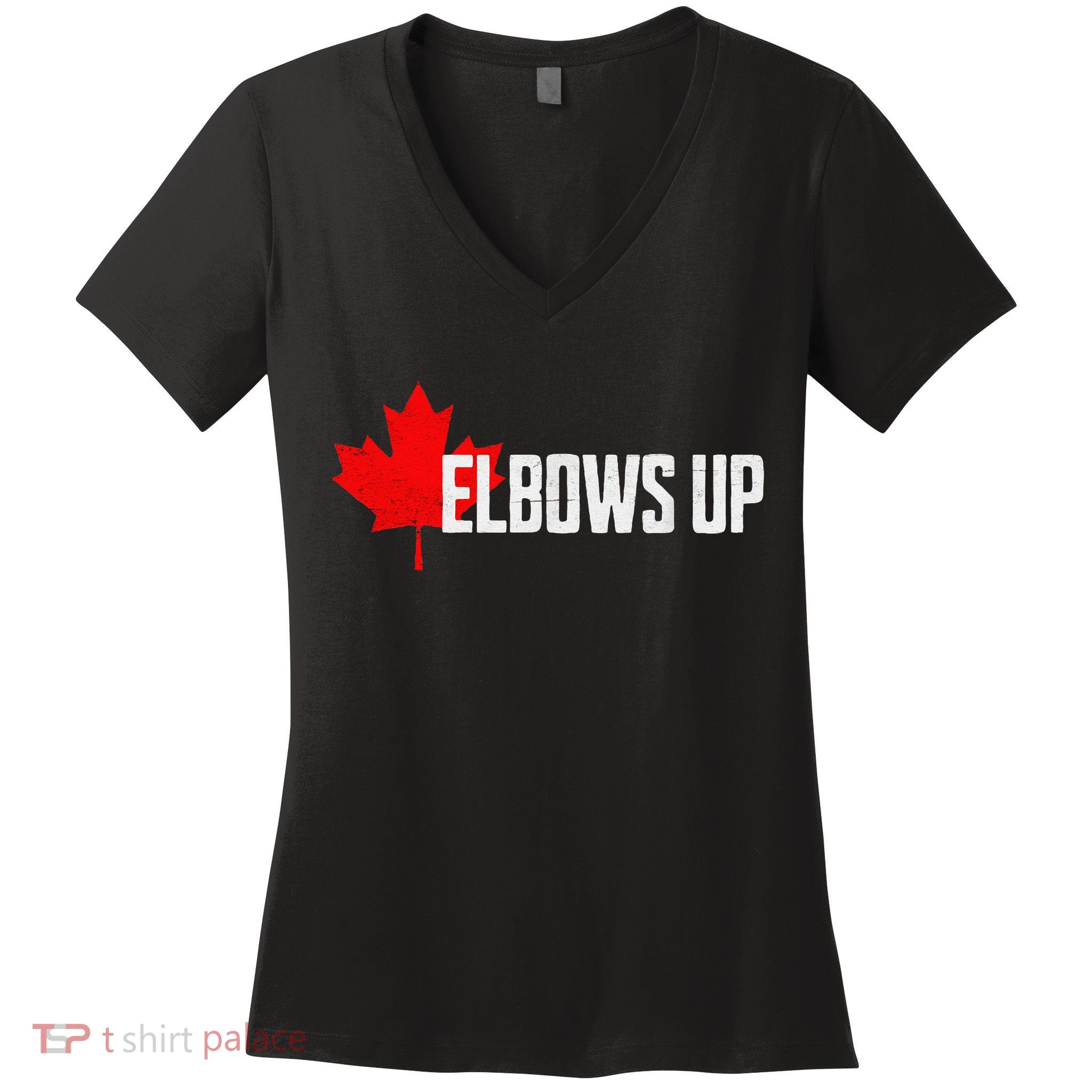 Elbows Up Canada True North Strong and Free Proud Canadian Women's V-Neck T-Shirt