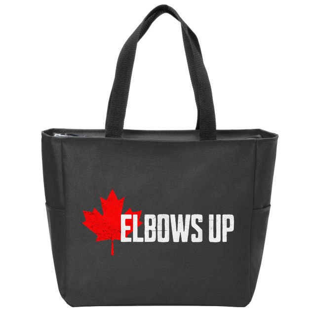 Elbows Up Canada True North Strong and Free Proud Canadian Zip Tote Bag