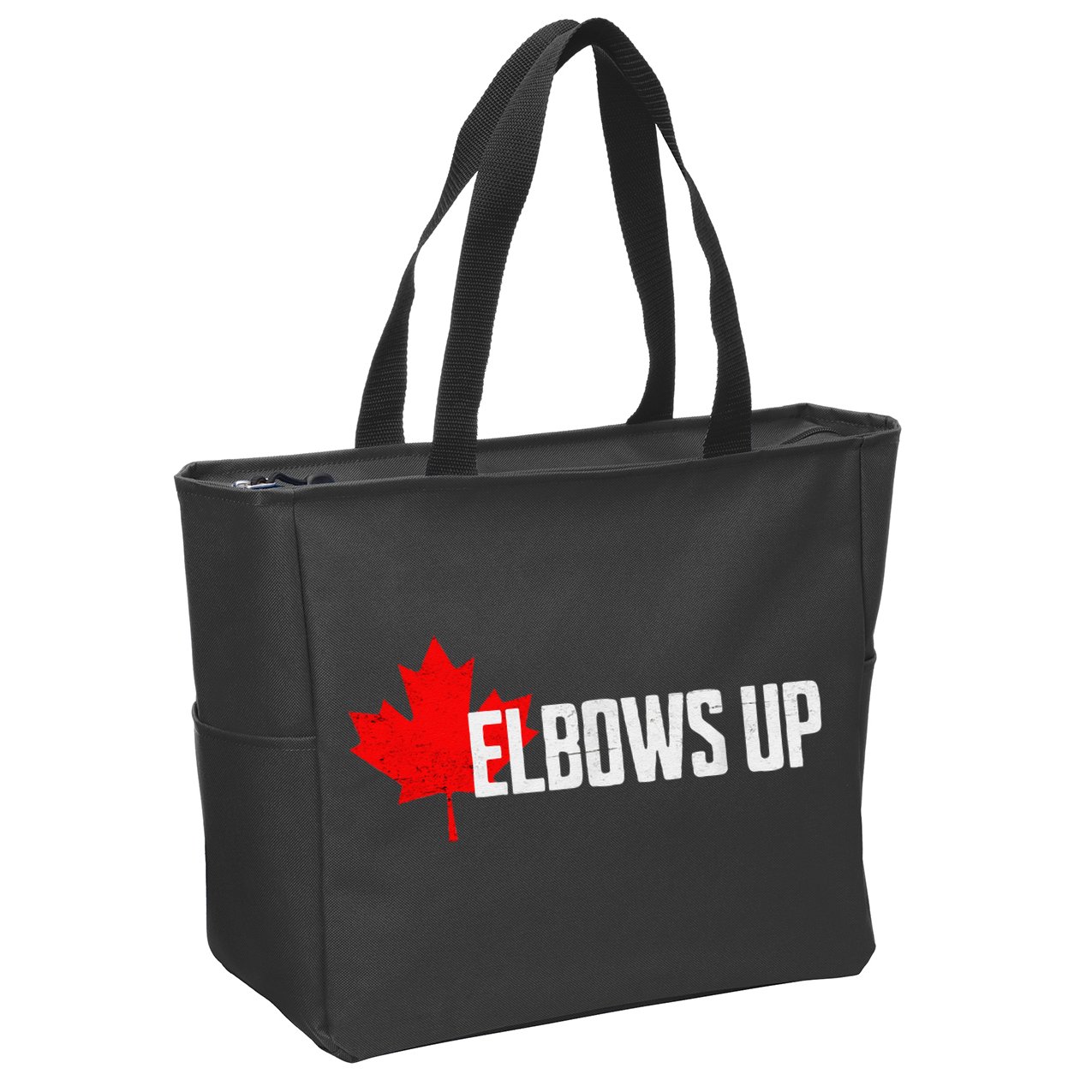 Elbows Up Canada True North Strong and Free Proud Canadian Zip Tote Bag