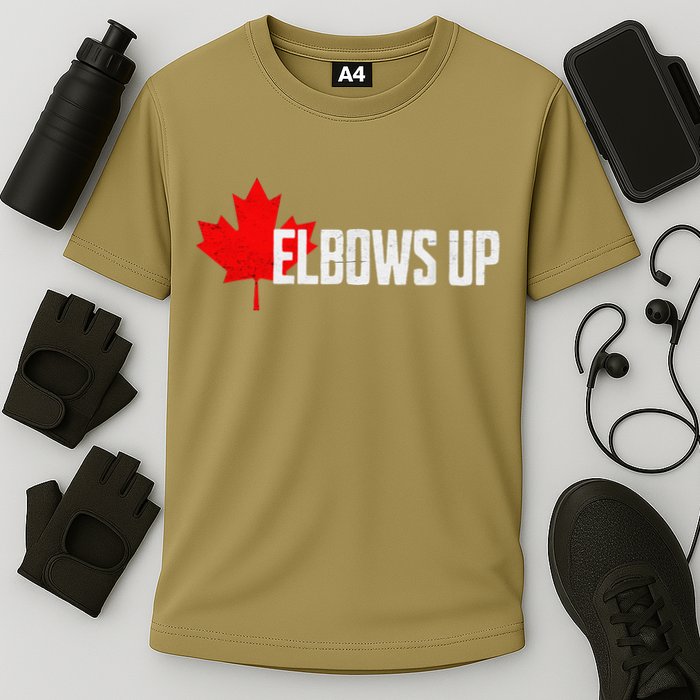 Elbows Up Canada True North Strong and Free Proud Canadian Cooling Performance Crew T-Shirt