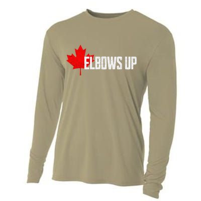 Elbows Up Canada True North Strong and Free Proud Canadian Cooling Performance Long Sleeve Crew