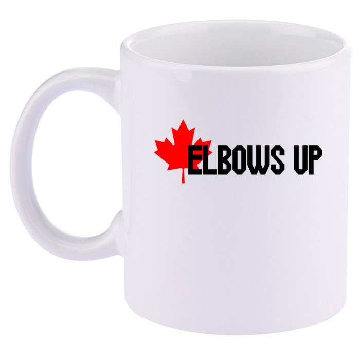 Elbows Up Canada True North Strong and Free Proud Canadian 11oz C Handle Ceramic Mug