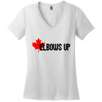 Elbows Up Canada True North Strong and Free Proud Canadian Women's V-Neck T-Shirt