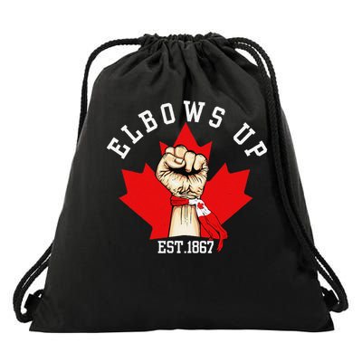 Elbows Up Canada Est 1867 Proud Canadian Strong Canada Drawstring Bag