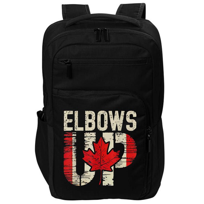 Elbows Up Canada Canadian Flag Retro Elbows Up Impact Tech Backpack