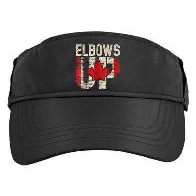 Elbows Up Canada Canadian Flag Retro Elbows Up Adult Drive Performance Visor
