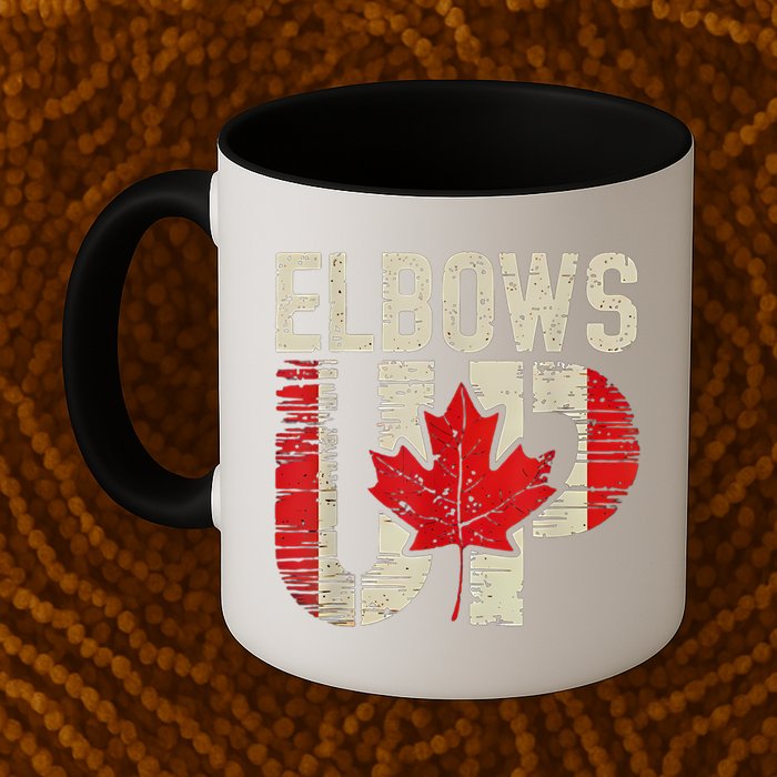 Elbows Up Canada Canadian Flag Retro Elbows Up Mug