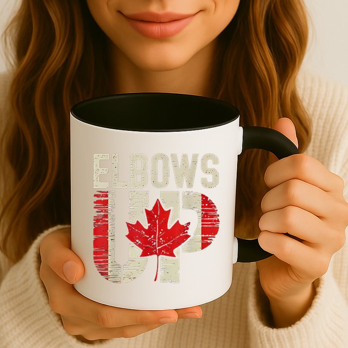 Elbows Up Canada Canadian Flag Retro Elbows Up Mug