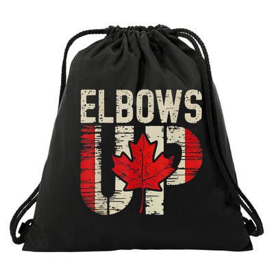 Elbows Up Canada Canadian Flag Retro Elbows Up Drawstring Bag