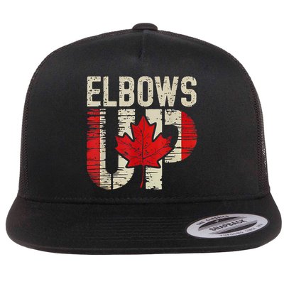 Elbows Up Canada Canadian Flag Retro Elbows Up Flatbill Hat