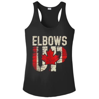 Elbows Up Canada Canadian Flag Retro Elbows Up Ladies PosiCharge Competitor Racerback Tank