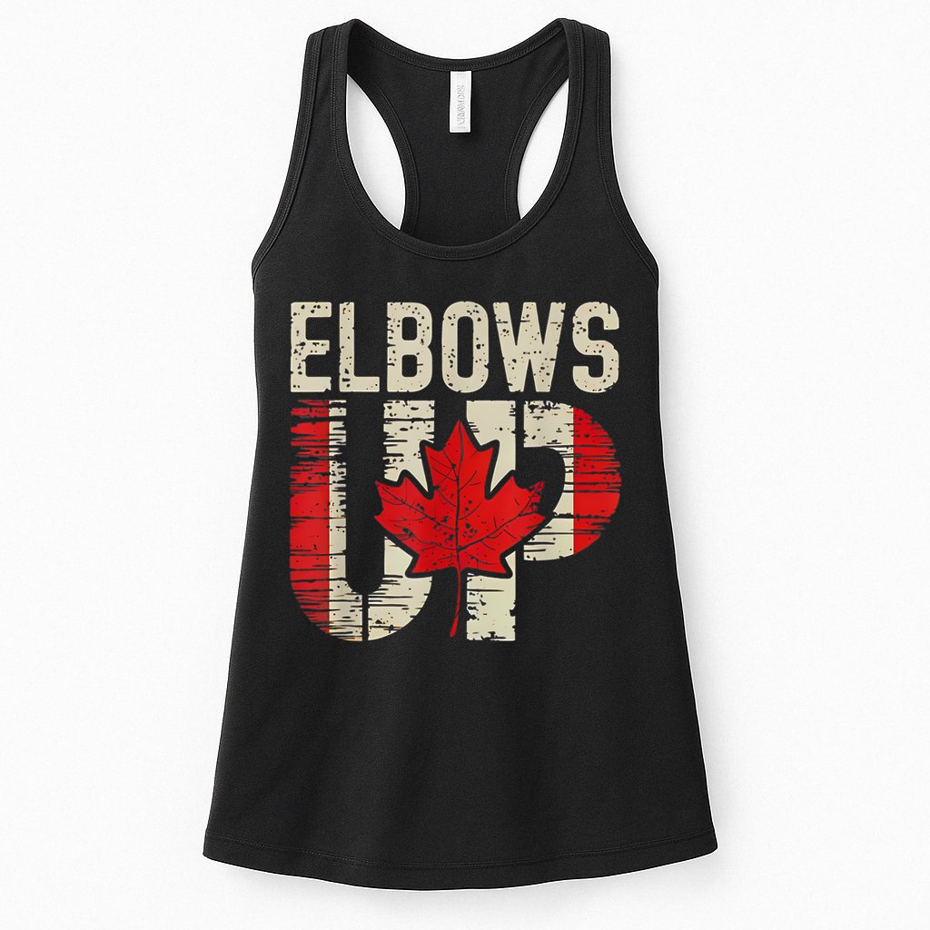 Elbows Up Canada Canadian Flag Retro Elbows Up Womens Tank Top