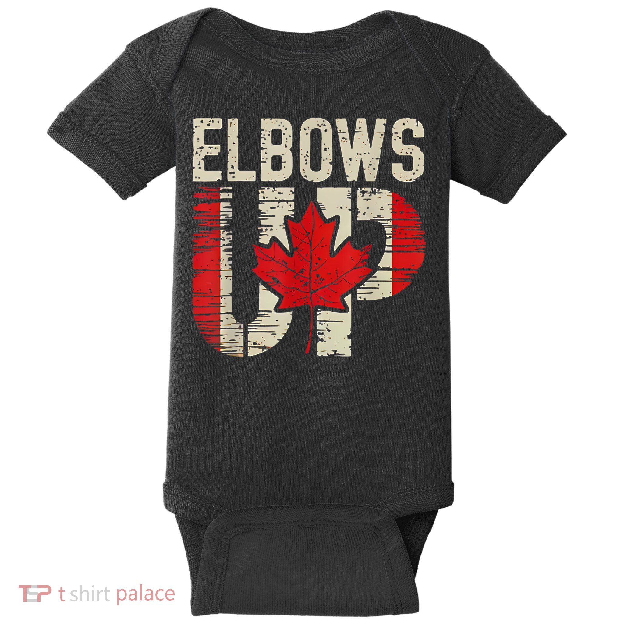 Elbows Up Canada Canadian Flag Retro Elbows Up Baby Bodysuit