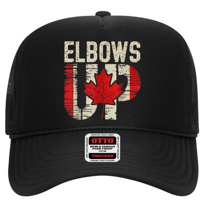 Elbows Up Canada Canadian Flag Retro Elbows Up Trucker Hat
