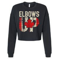Elbows Up Canada Canadian Flag Retro Elbows Up Cropped Pullover Crew