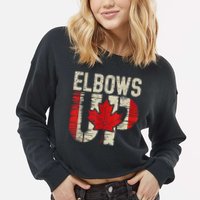 Elbows Up Canada Canadian Flag Retro Elbows Up Cropped Pullover Crew