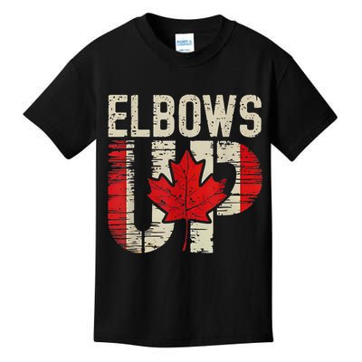 Elbows Up Canada Canadian Flag Retro Elbows Up Kids T-Shirt