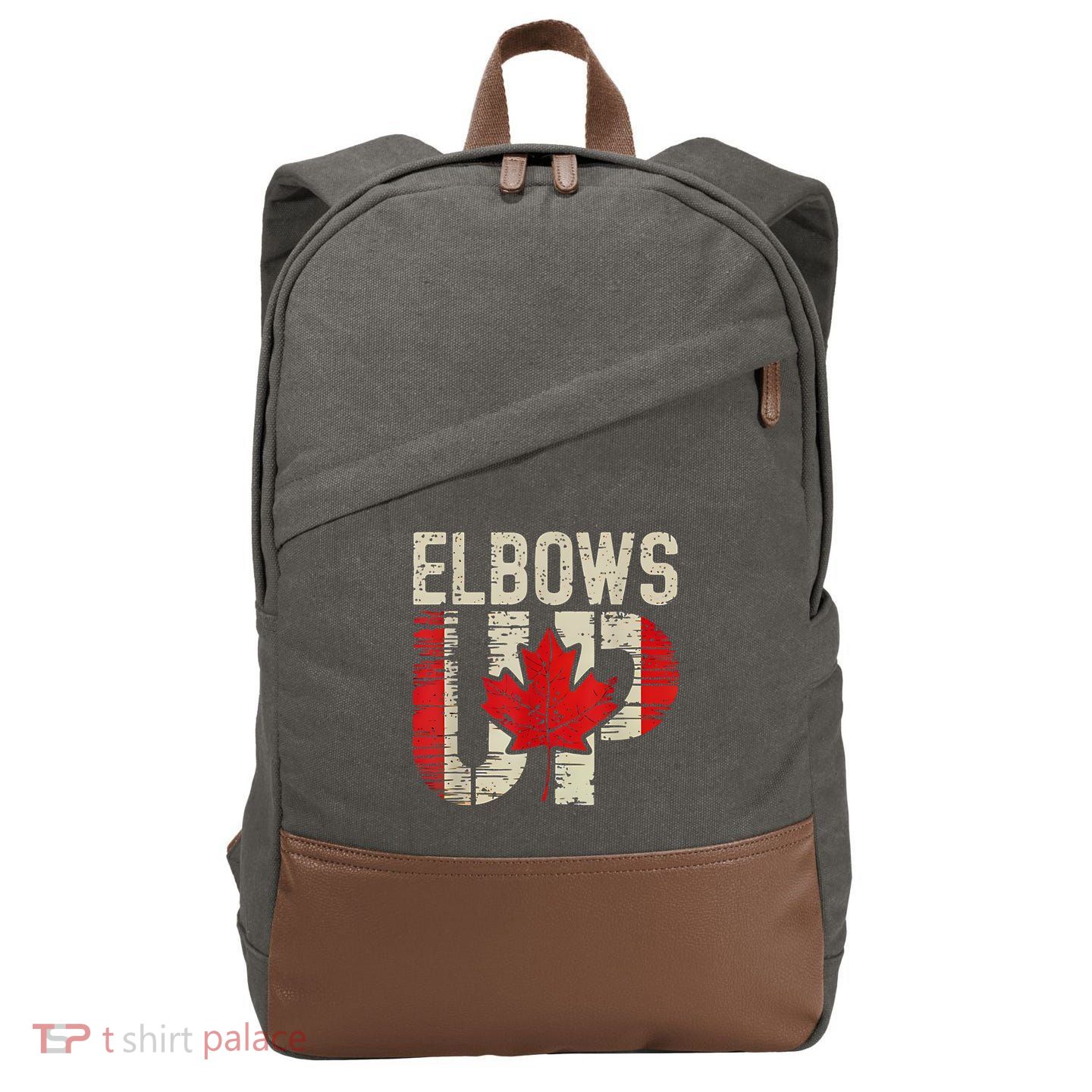 Elbows Up Canada Canadian Flag Retro Elbows Up Cotton Canvas Backpack