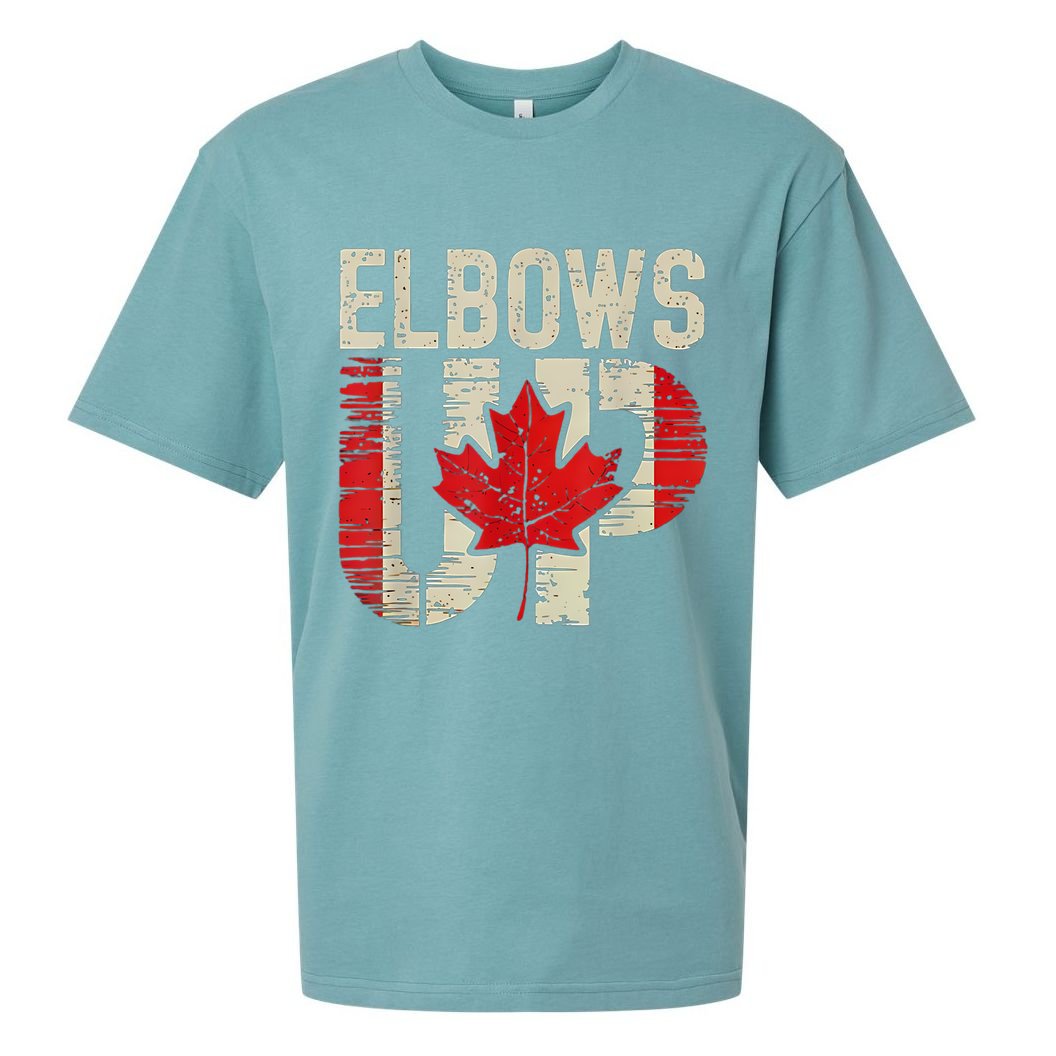 Elbows Up Canada Canadian Flag Retro Elbows Up Sueded Cloud Jersey T-Shirt