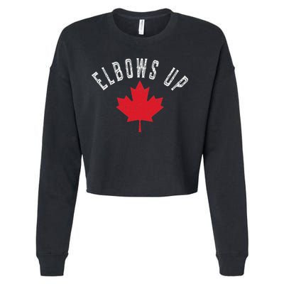 Elbows Up Canada True North Strong And Free Cropped Pullover Crew