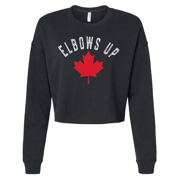 Elbows Up Canada True North Strong And Free Cropped Pullover Crew