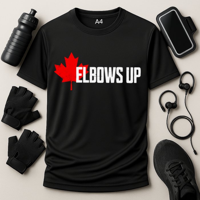 Elbows Up Canada True North Strong And Free Proud Canadian Cooling Performance Crew T-Shirt