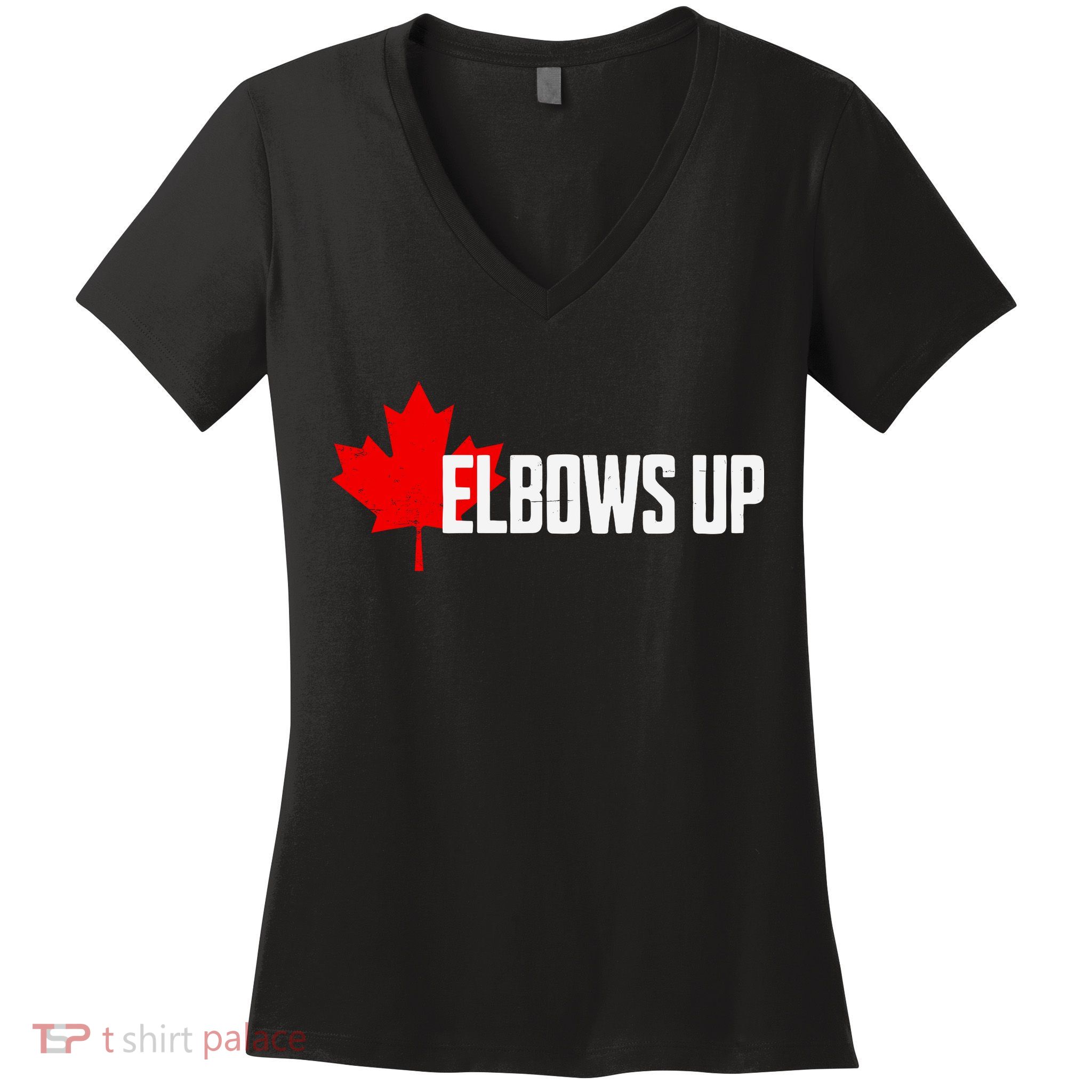 Elbows Up Canada True North Strong And Free Proud Canadian Women's V-Neck T-Shirt