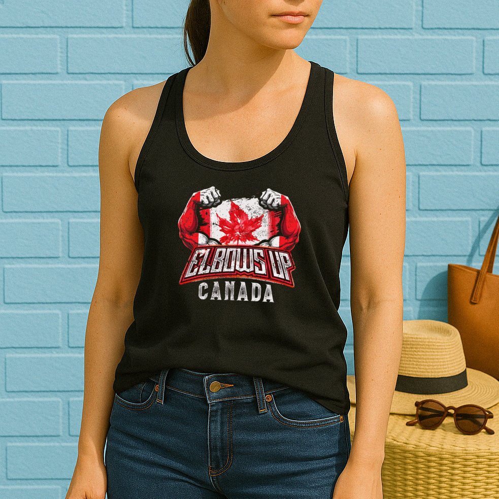 Elbows Up Canada Proud Canadian Hockey Womens Tank Top