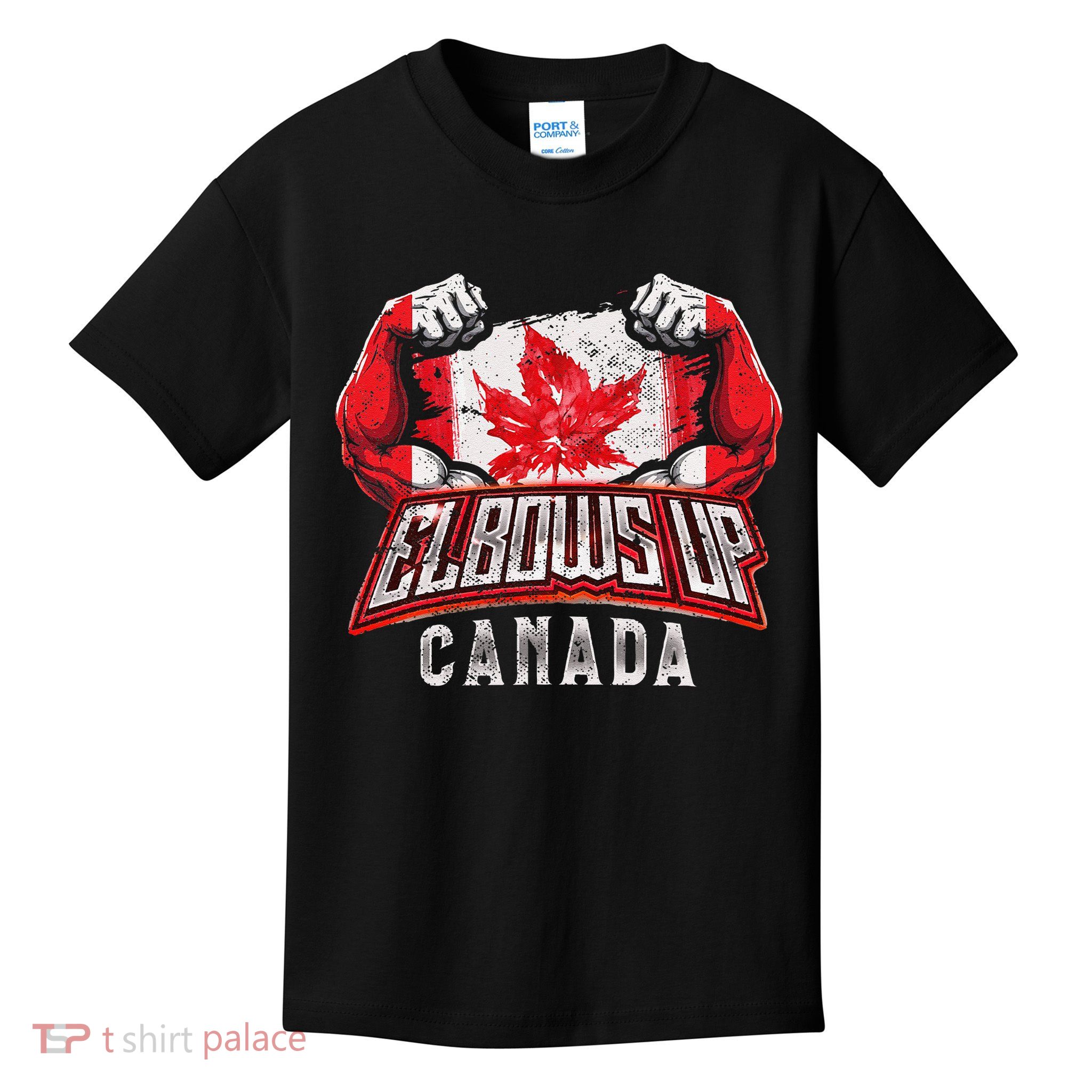 Elbows Up Canada Proud Canadian Hockey Kids T-Shirt