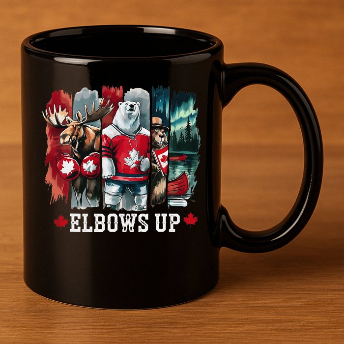 Elbows Up Canada Est 1867 Proud Canadian Strong Canada 11oz C Handle Ceramic Mug