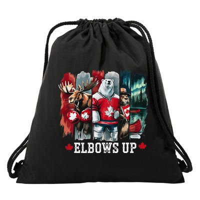Elbows Up Canada Est 1867 Proud Canadian Strong Canada Drawstring Bag