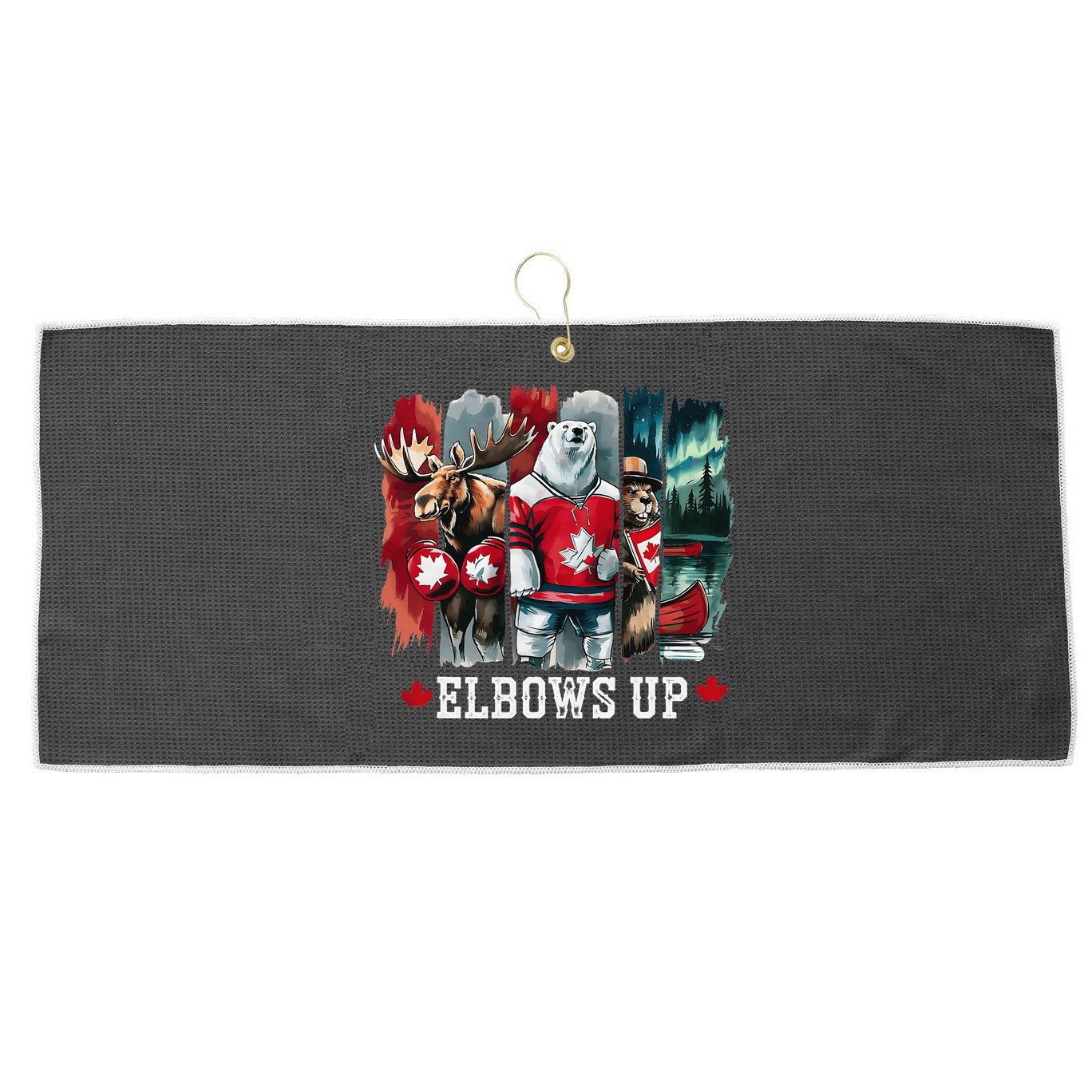 Elbows Up Canada Est 1867 Proud Canadian Strong Canada Large Microfiber Waffle Golf Towel