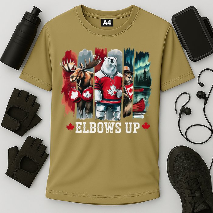 Elbows Up Canada Est 1867 Proud Canadian Strong Canada Cooling Performance Crew T-Shirt