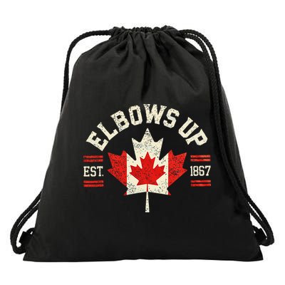 Elbows Up Canada Est 1867 Canadian Strong Canada Drawstring Bag