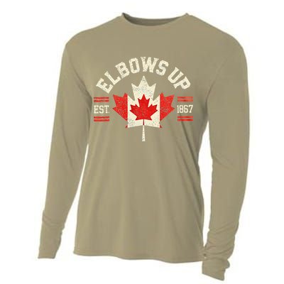 Elbows Up Canada Est 1867 Canadian Strong Canada Cooling Performance Long Sleeve Crew