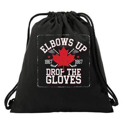 Elbows Up Canada Est 1867 Proud Canadian Drawstring Bag