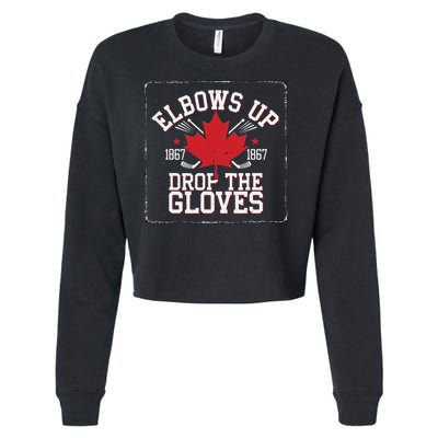 Elbows Up Canada Est 1867 Proud Canadian Cropped Pullover Crew