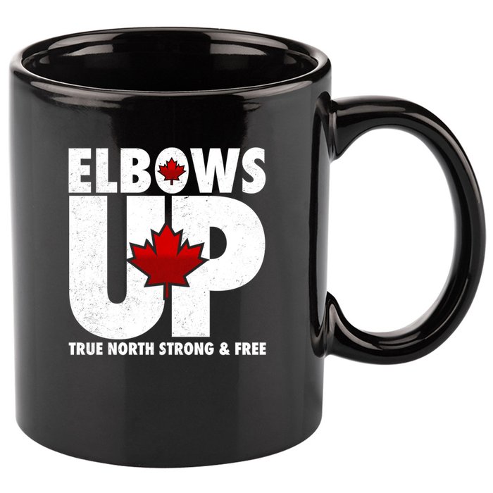 Elbows Up Canada True North Strong and Free 11oz C Handle Ceramic Mug