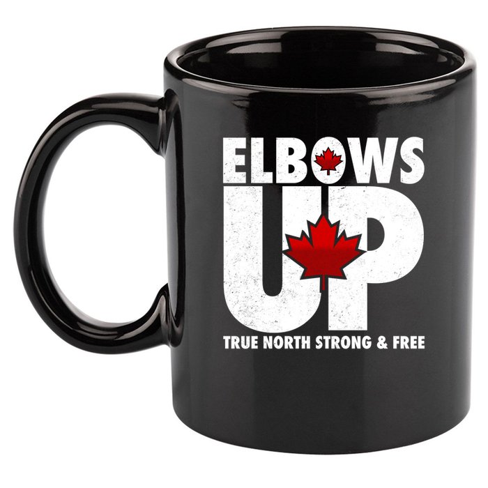 Elbows Up Canada True North Strong and Free 11oz C Handle Ceramic Mug