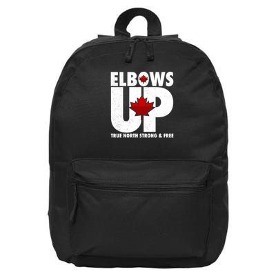 Elbows Up Canada True North Strong and Free 16 in Basic Backpack